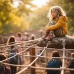 Nachdenkliches Kind auf dem Spielplatz