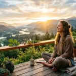 Achtsamer Moment in der Natur bei Sonnenaufgang