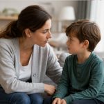 Vertrauensvolles Gespräch zwischen Mutter und Kind