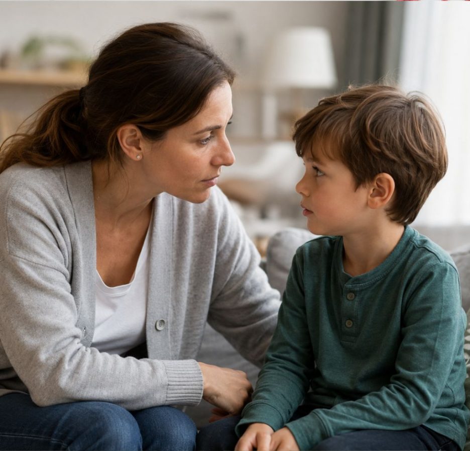 Vertrauensvolles Gespräch zwischen Mutter und Kind